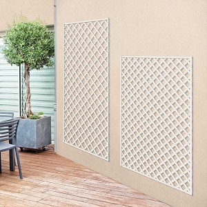 Treillis bois décoratif maille losange - Blanc