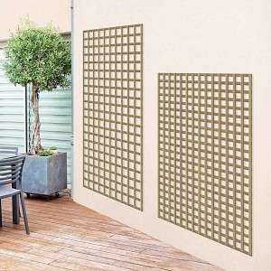 Treillis bois décoratif maille carrée - Bois naturel