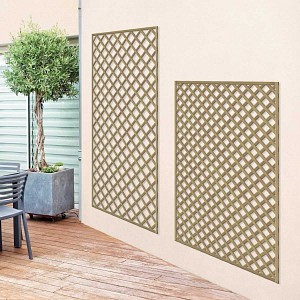 Treillis bois décoratif maille losange - Bois naturel