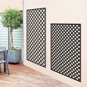 Treillis bois décoratif maille losange - Noir