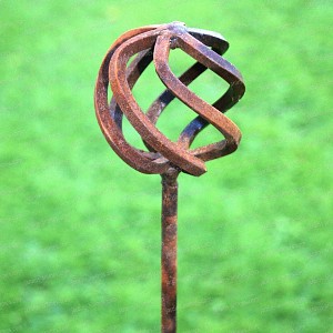 Tuteurs décoratifs boule spirale en fer brut H. 155cm - lot de 3