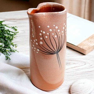Vase en terre cuite fabriqué et décoré à la main - H. 18cm